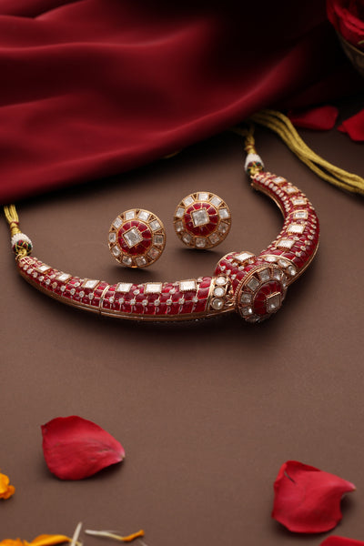 Vinsha Ruby and Polki Hasli Necklace Set