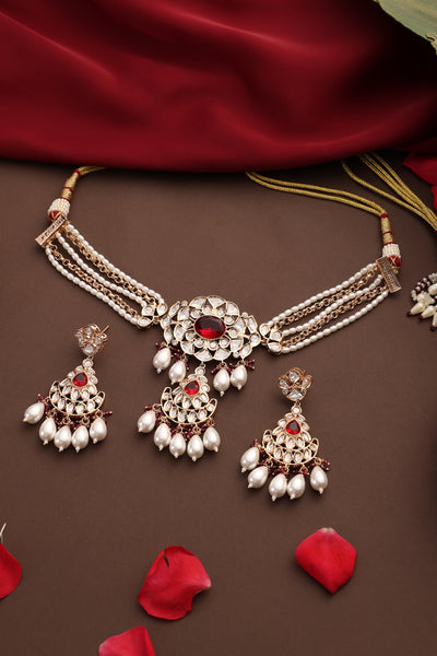 Panchita Red Polki Choker Set