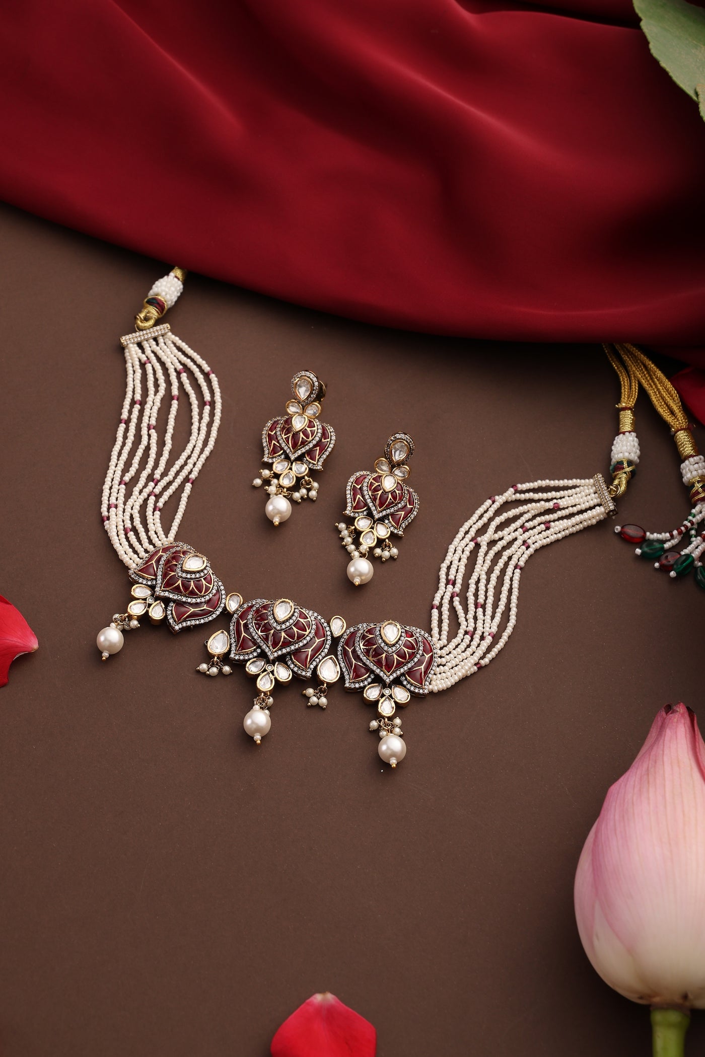 Rabiya Ruby Polki Choker Necklace Set