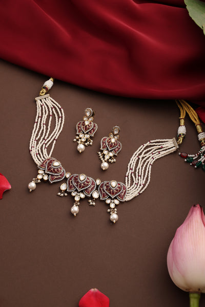 Rabiya Ruby Polki Choker Necklace Set