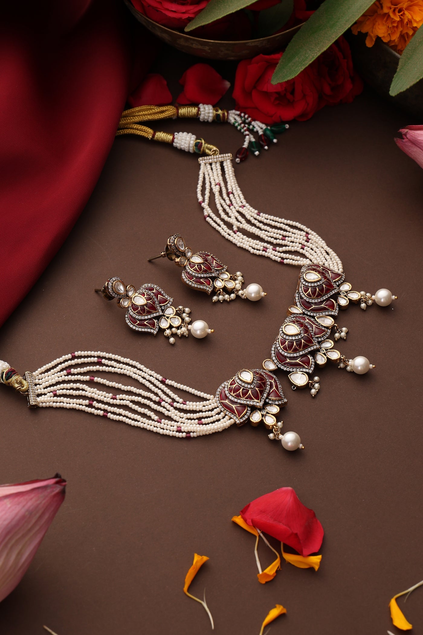 Rabiya Ruby Polki Choker Necklace Set