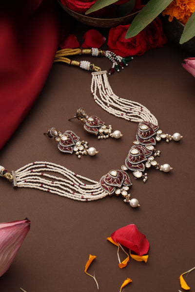 Rabiya Ruby Polki Choker Necklace Set