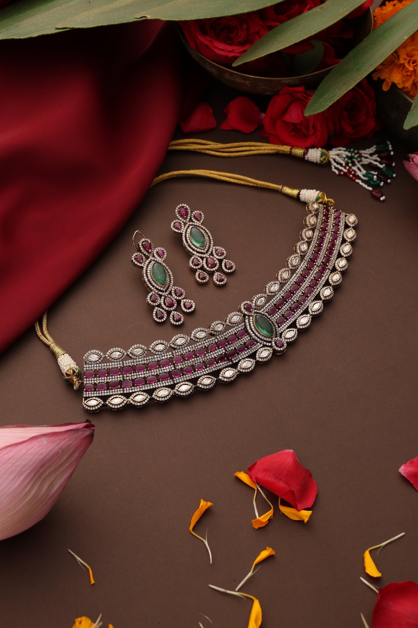 Faarya Multicolour Zirconia Choker Set