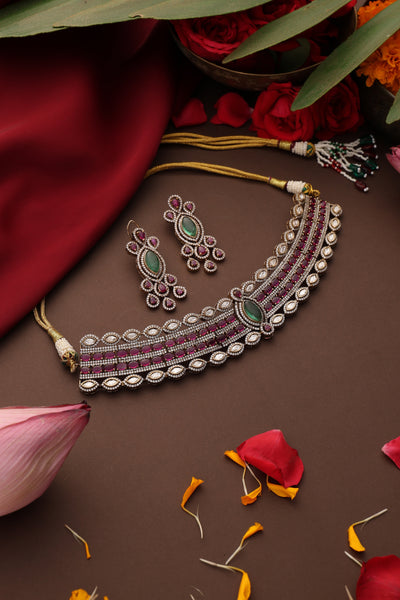 Faarya Multicolour Zirconia Choker Set