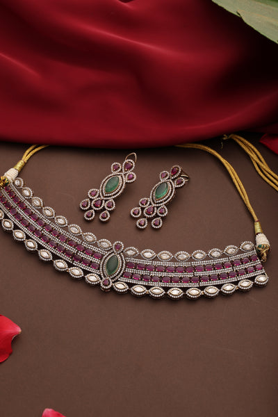 Faarya Multicolour Zirconia Choker Set