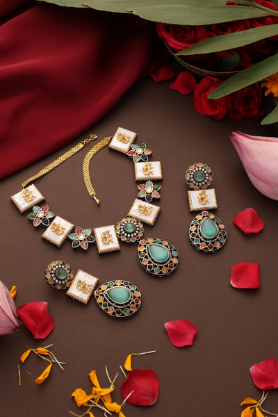 Itika Multicolor Zirconia Necklace Set