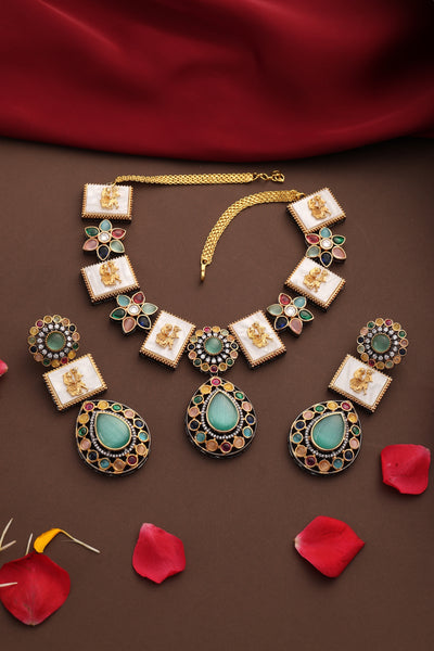Itika Multicolor Zirconia Necklace Set