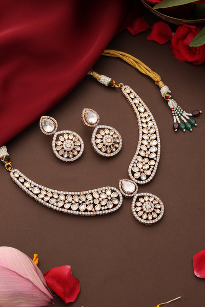 Aashvi Rose Gold Polki Necklace Set
