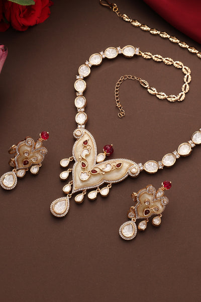 Maksh Rose Gold Polki Pendant Necklace Set