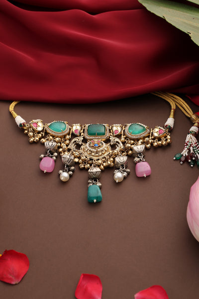 Gautami Multicolour Silver Choker