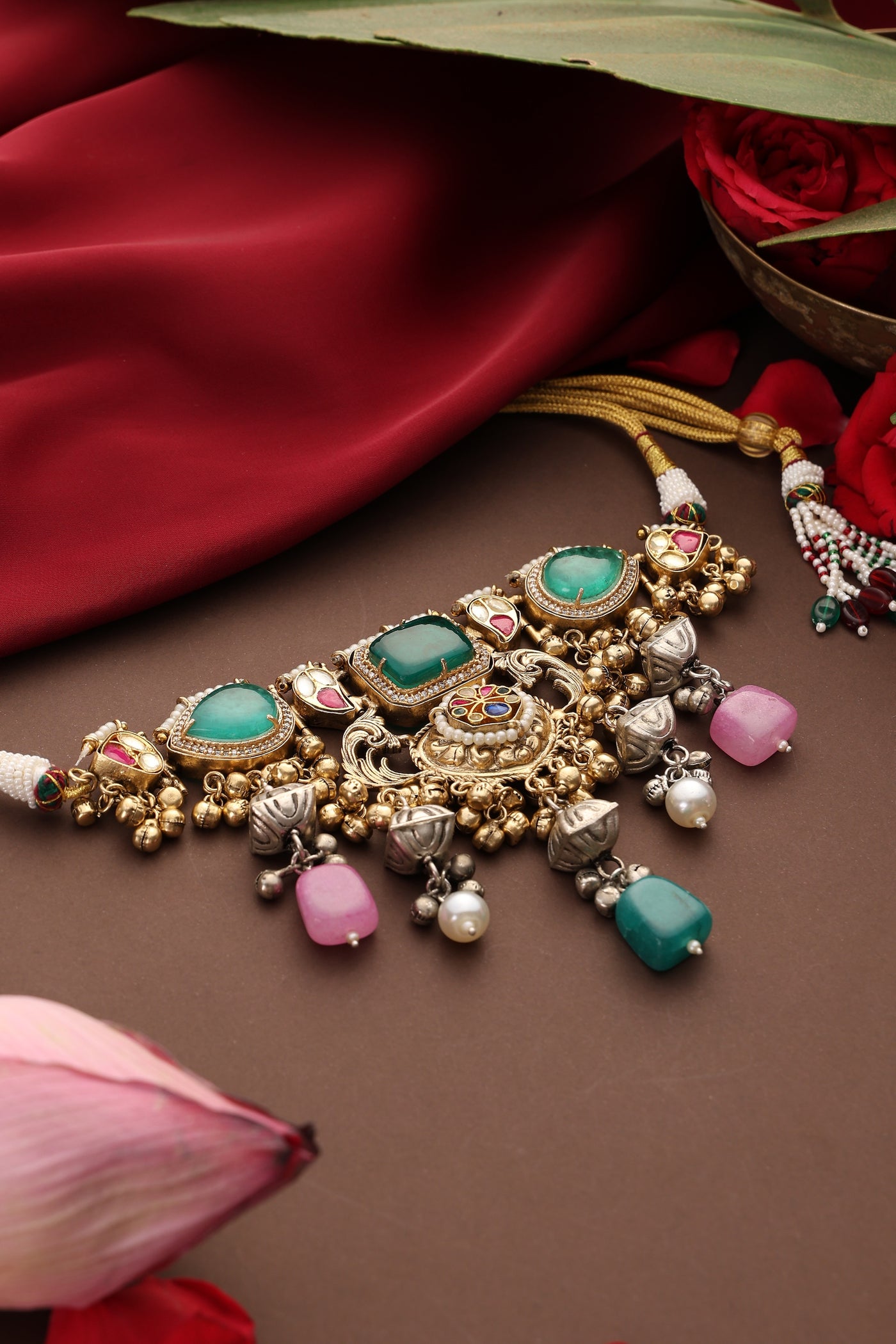 Gautami Multicolour Silver Choker