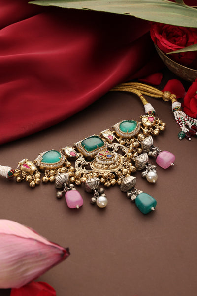 Gautami Multicolour Silver Choker