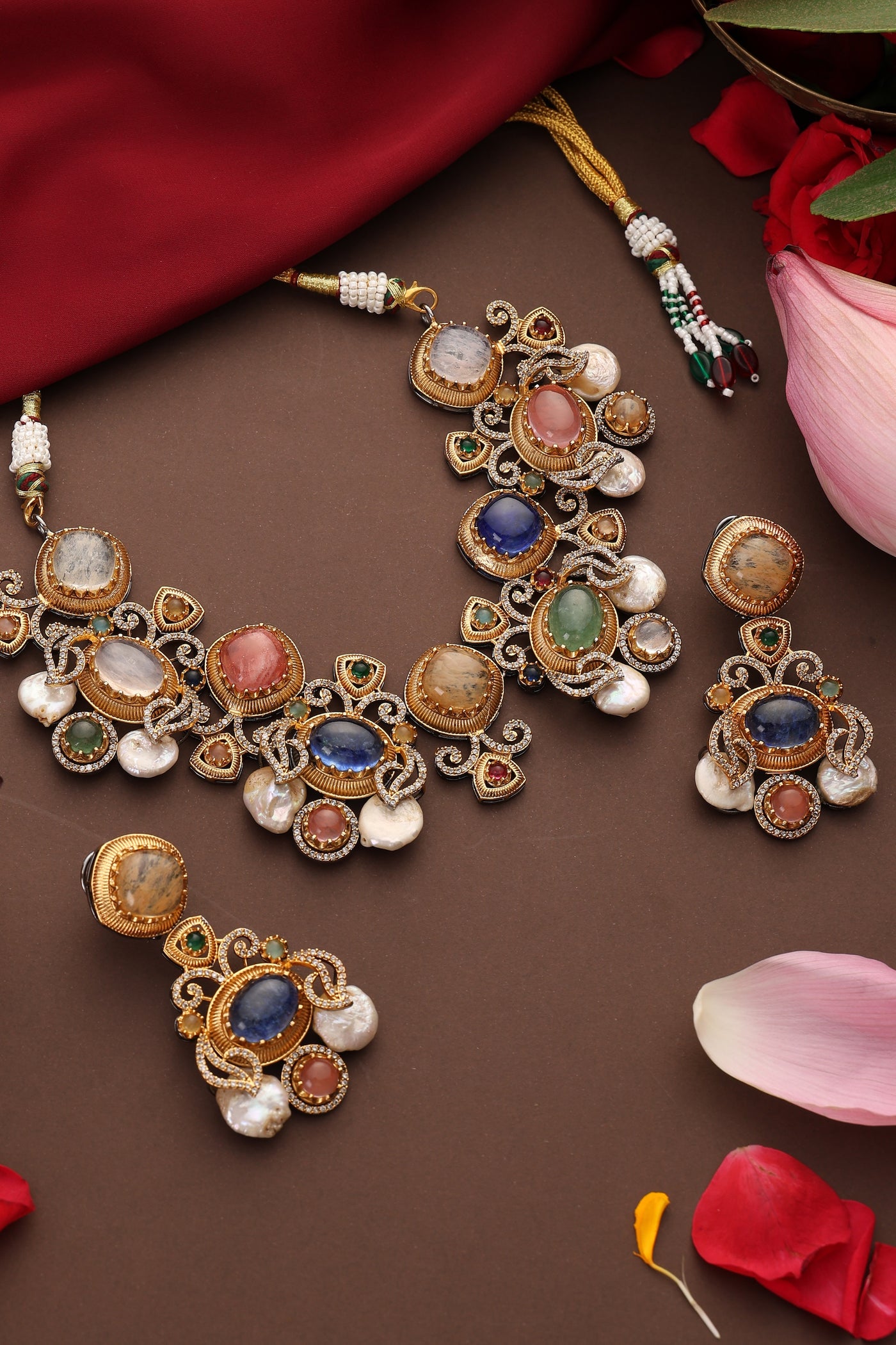 Taj Multicolor Zirconia Necklace Set
