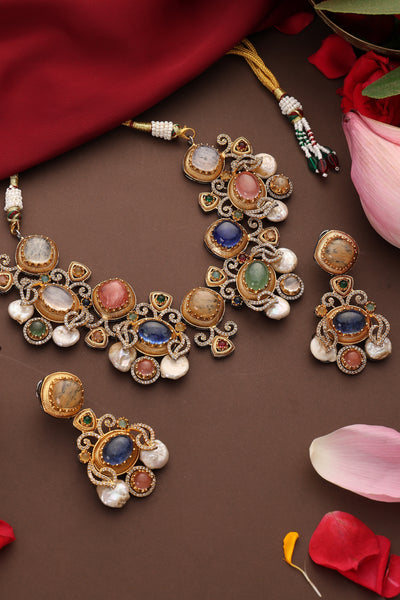Taj Multicolor Zirconia Necklace Set