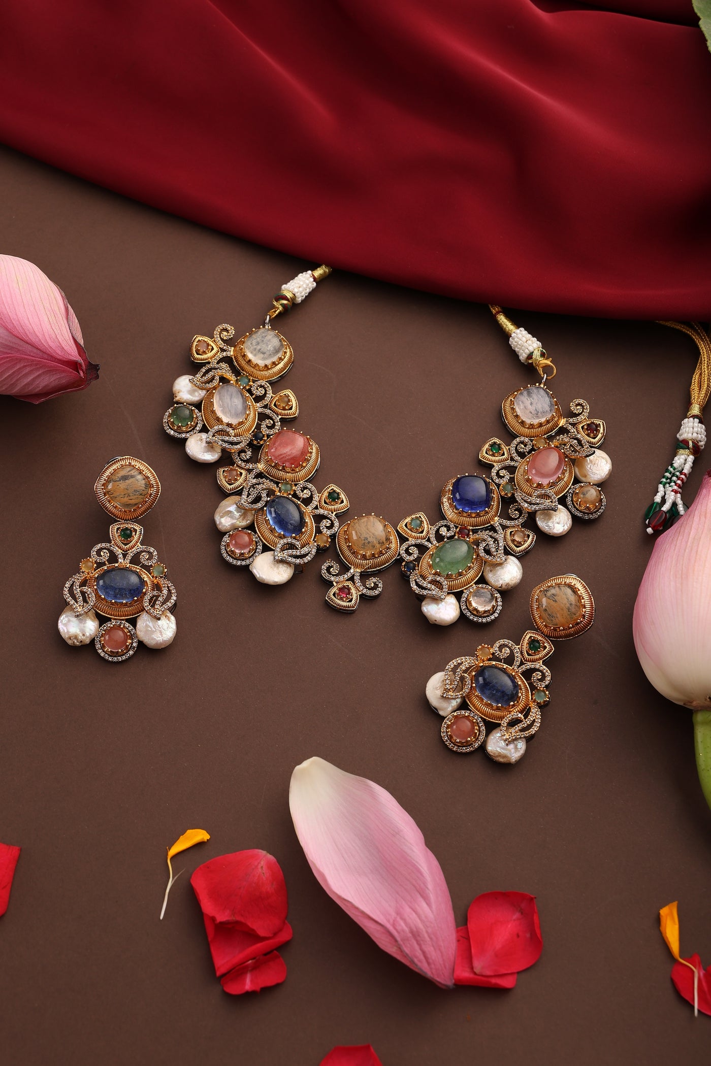 Taj Multicolor Zirconia Necklace Set