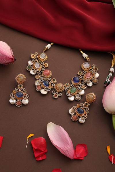 Taj Multicolor Zirconia Necklace Set