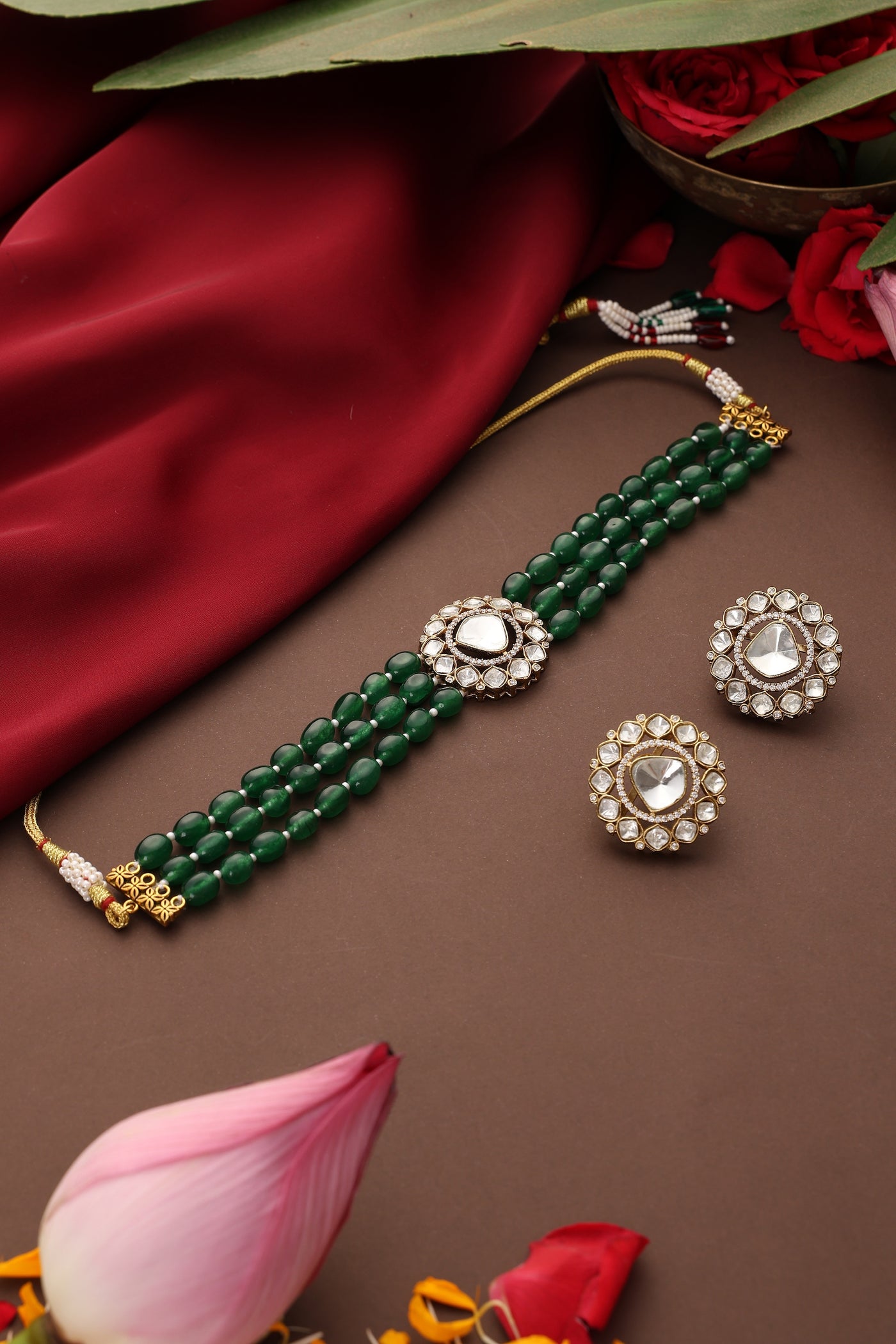 Shivaya Green Polki Choker Set