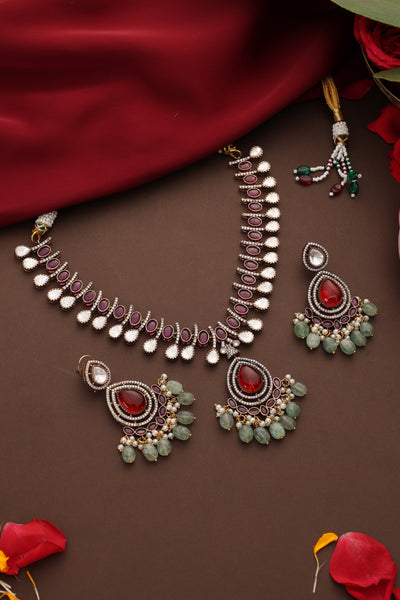 Sangria Multicolor Polki Necklace Set