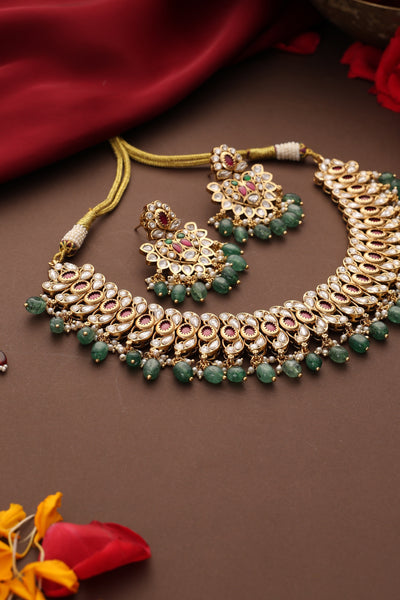 Hritika Green Polki Necklace Set