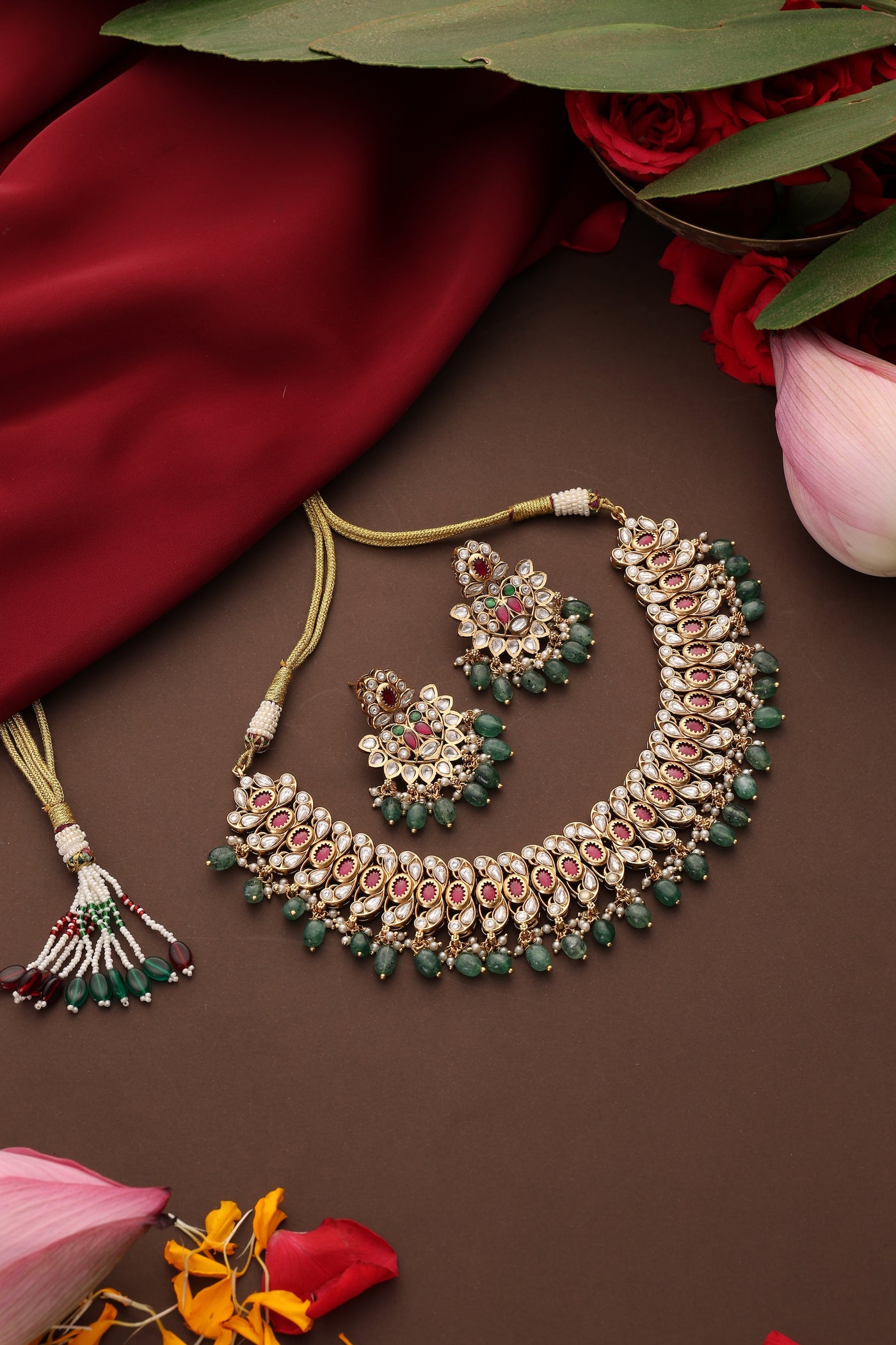 Hritika Green Polki Necklace Set
