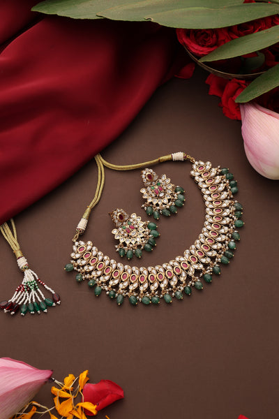Hritika Green Polki Necklace Set