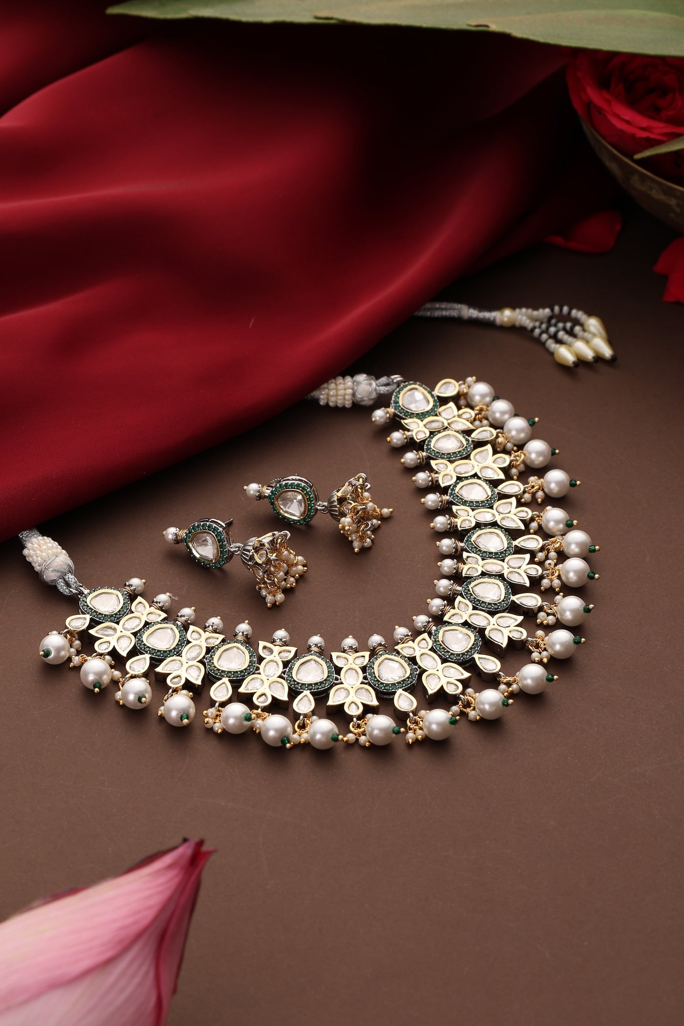 Amar Green Polki Necklace Set