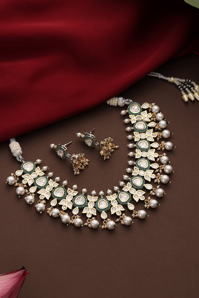 Amar Green Polki Necklace Set