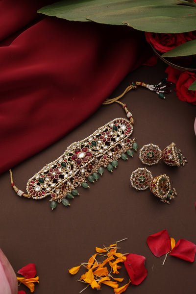 Pavithra Multicolour Jadau Choker Set