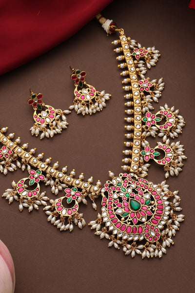 Shaahana Multicolour Jadau Long Necklace Set
