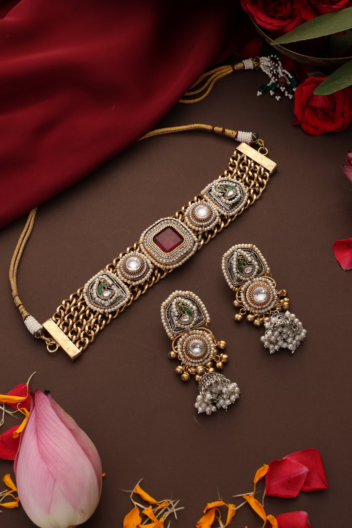 Mahika Ruby Polki Choker Set