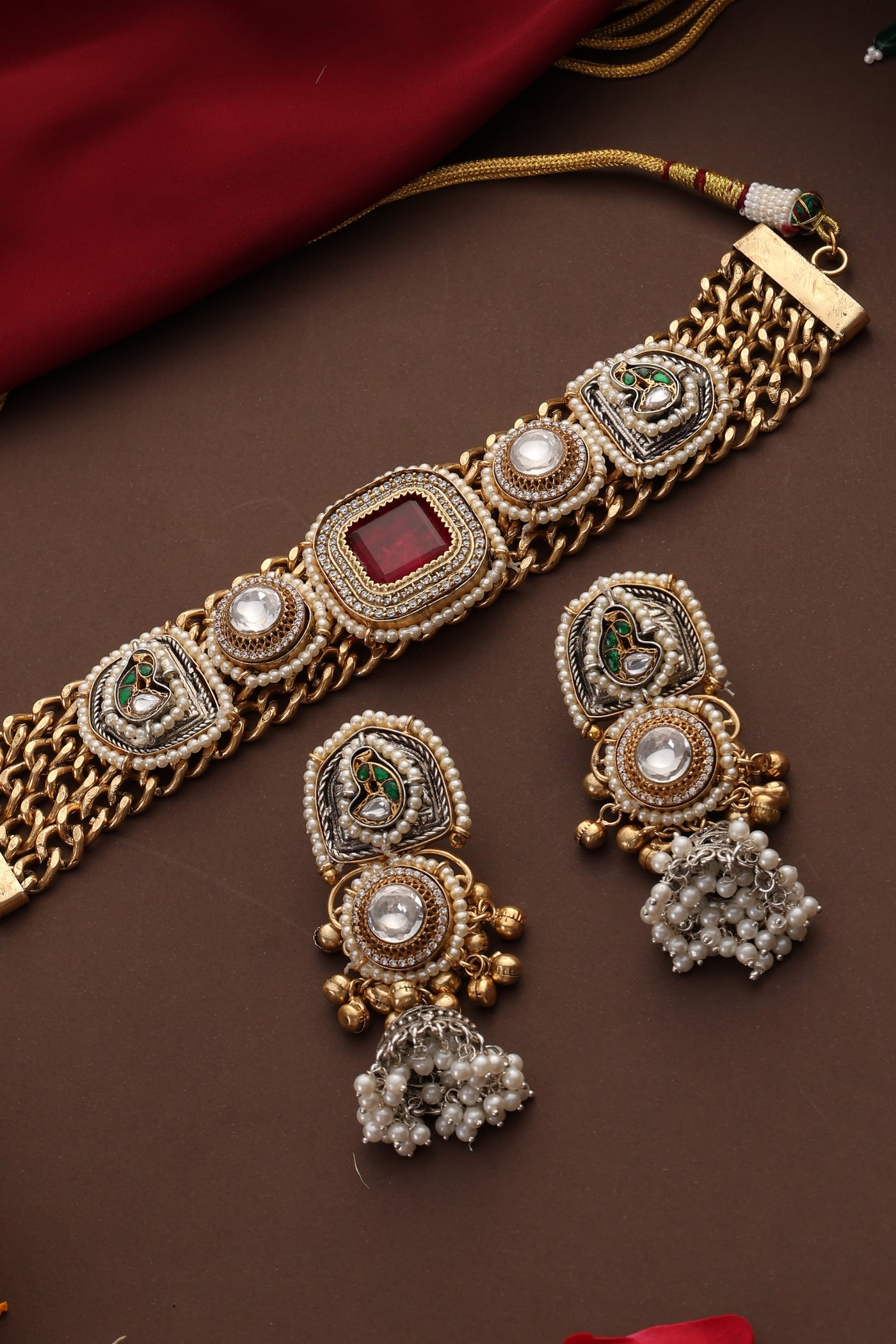 Mahika Ruby Polki Choker Set