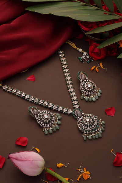 Naiya Emerald Polki Long Necklace Set