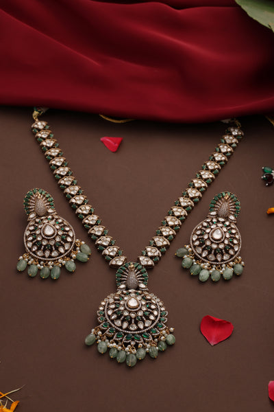 Naiya Emerald Polki Long Necklace Set
