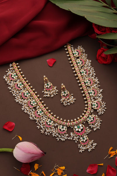 Athira Multicolour Jadau Long Necklace Set