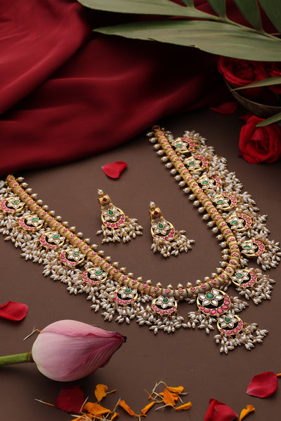 Athira Multicolour Jadau Long Necklace Set