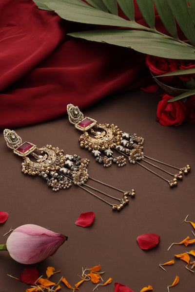 Rangrez Rose Quartz Chandbali Earrings