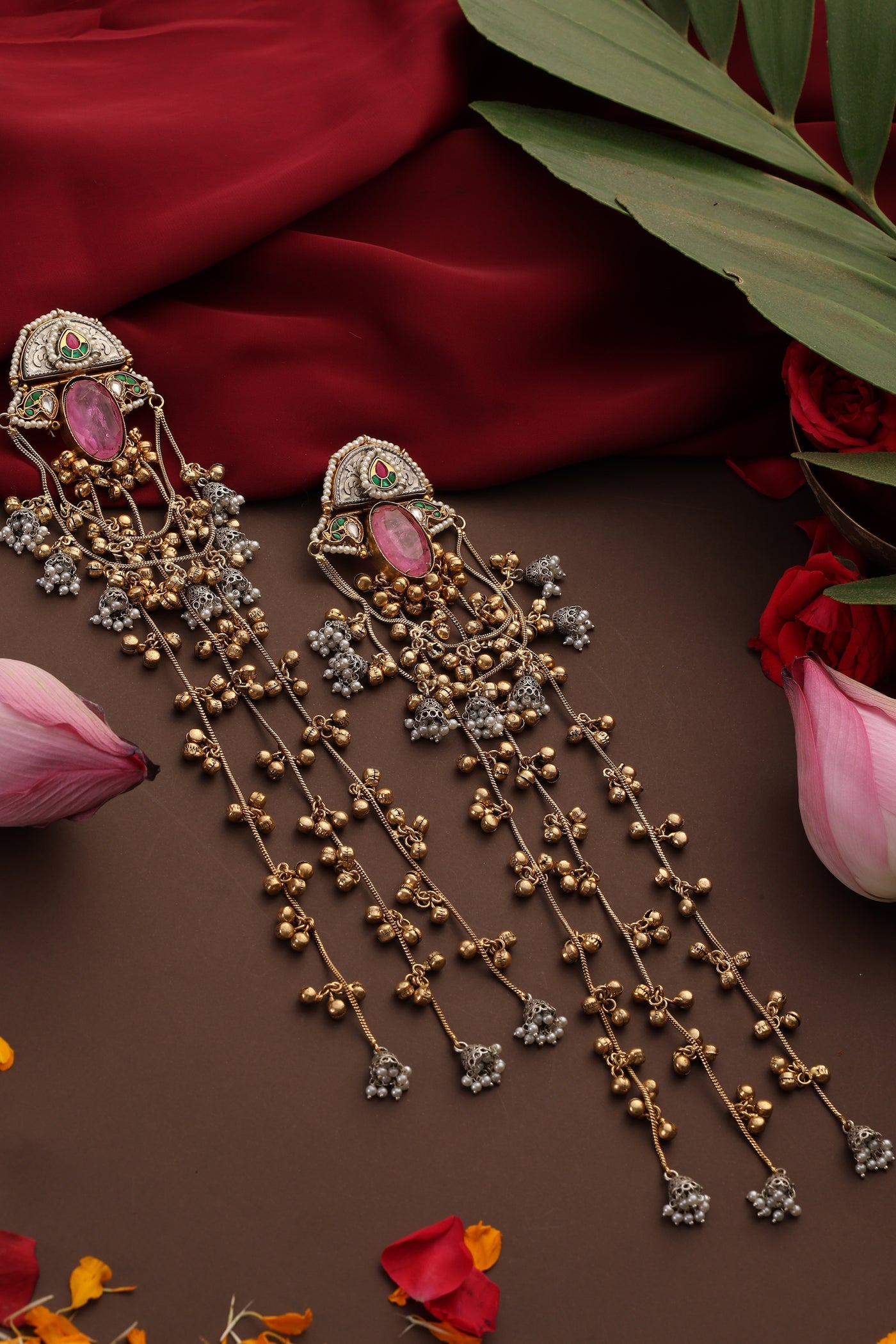 Ailaan Rose Quartz Dangler Earrings