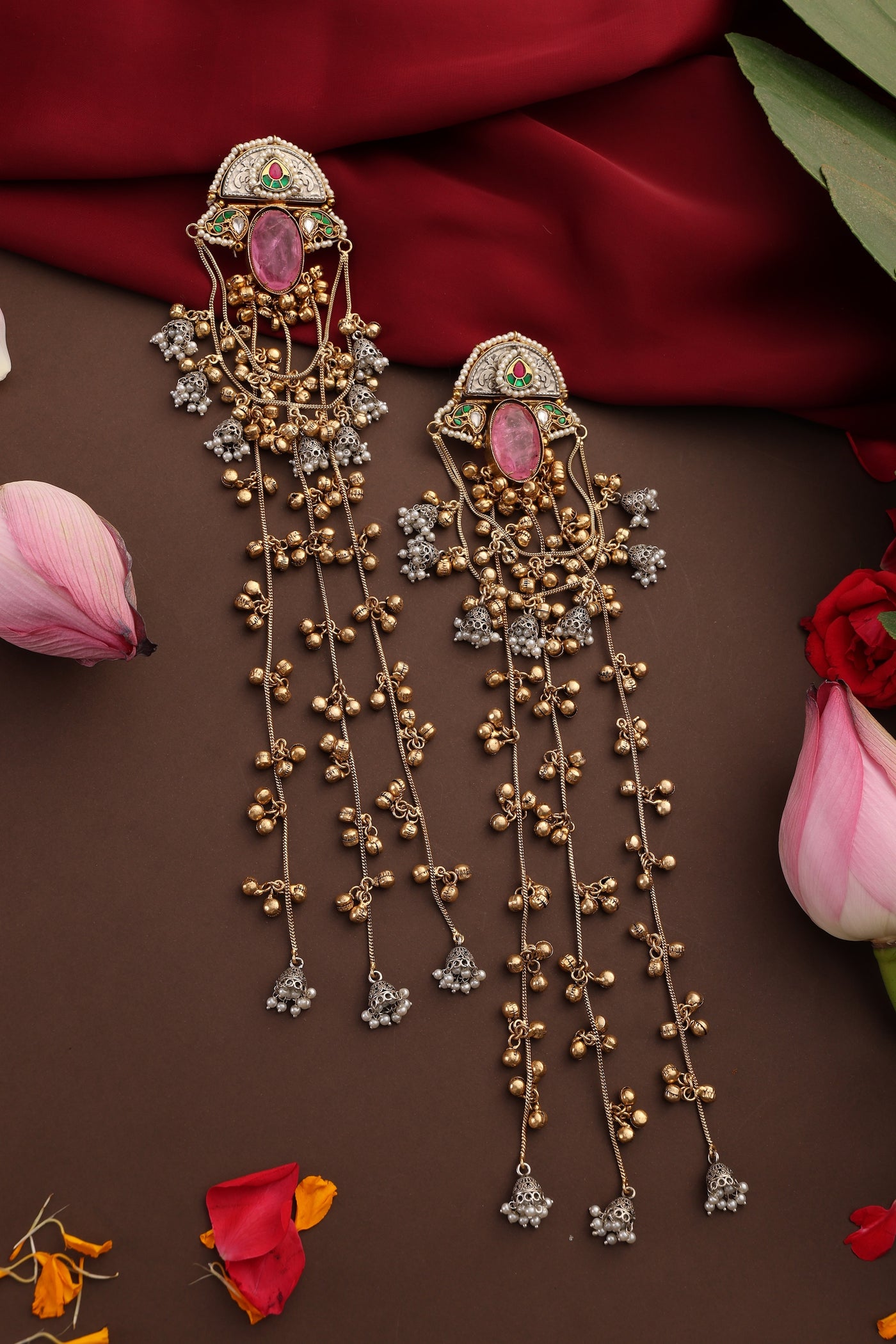 Ailaan Rose Quartz Dangler Earrings