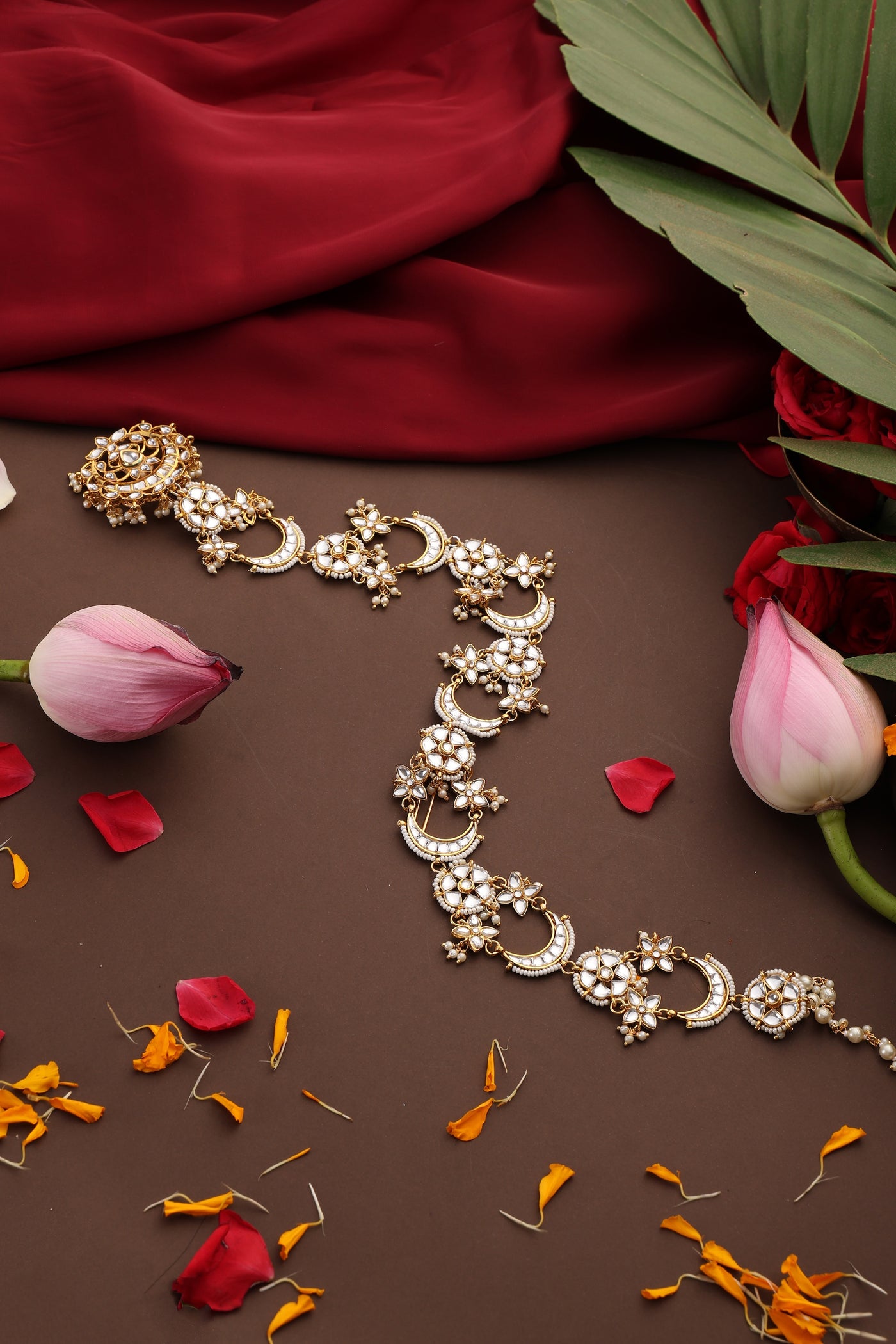 Reya Gold Kundan Braid Pin