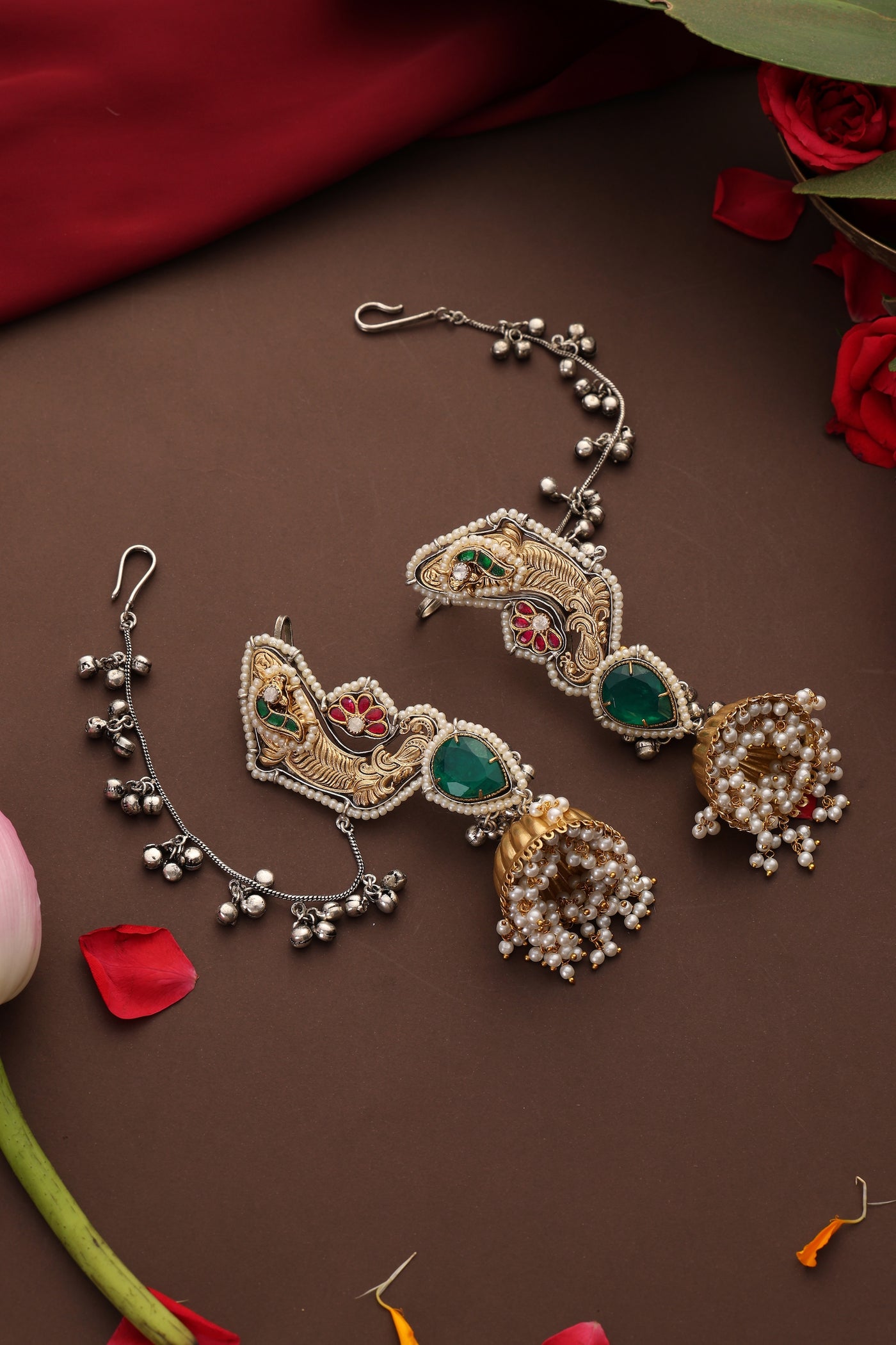Afsana Emerald Jhumka Earrings