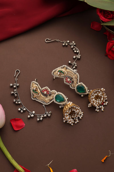 Afsana Emerald Jhumka Earrings
