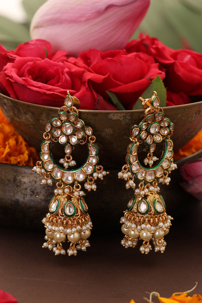 Sargam Gold Polki Jhumka Earrings