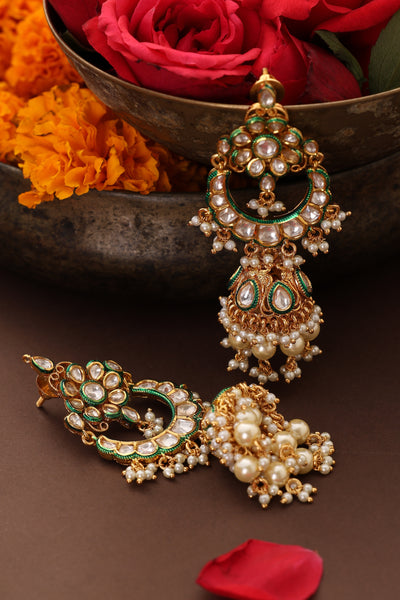 Sargam Gold Polki Jhumka Earrings