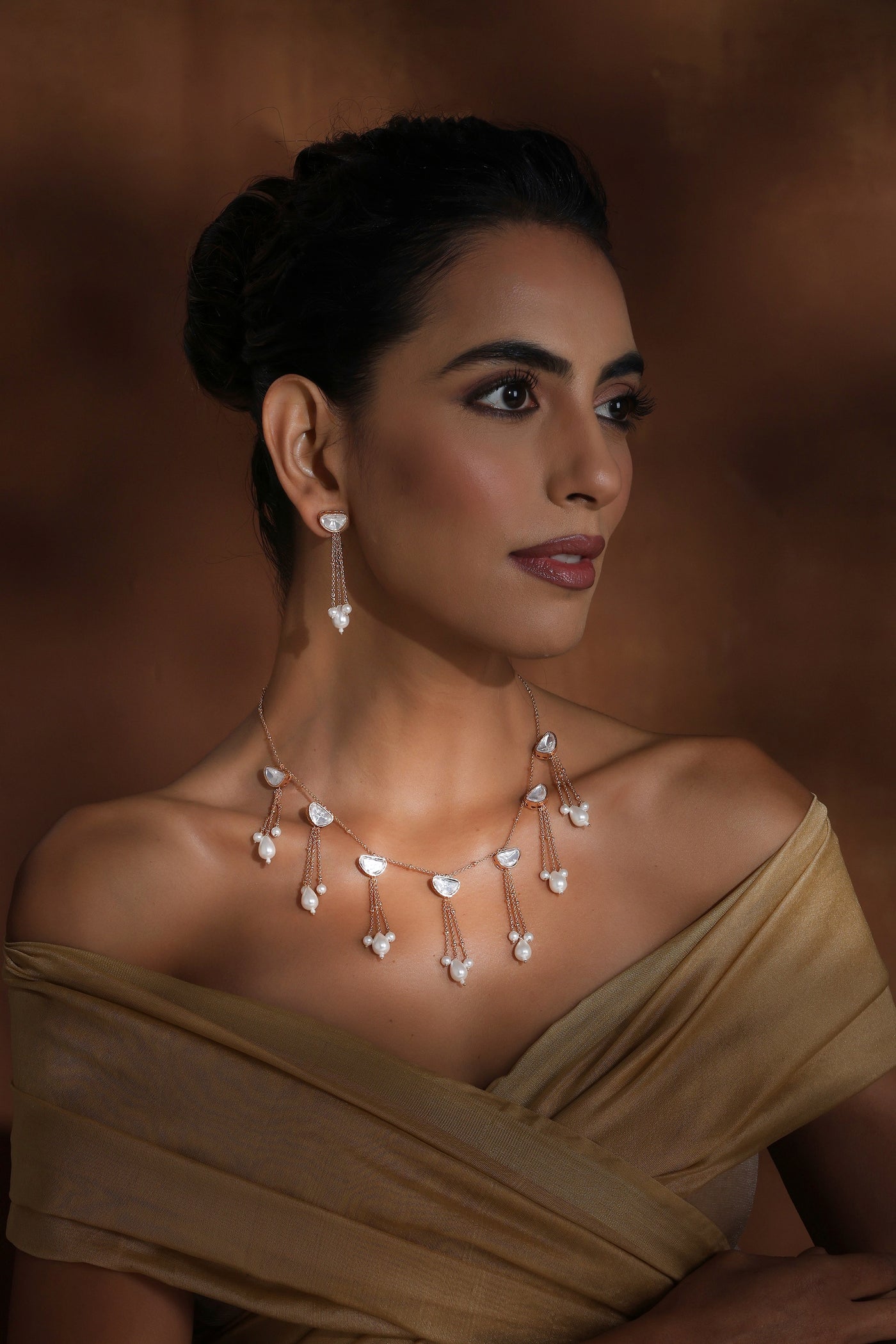 Kavini Polki and Pearl Necklace Set