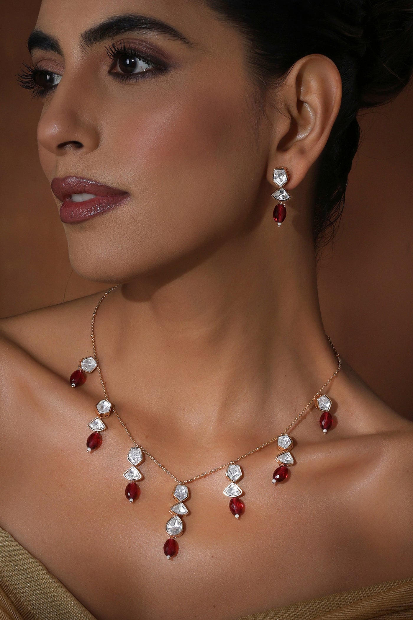 Yahvi Ruby Polki Necklace Set