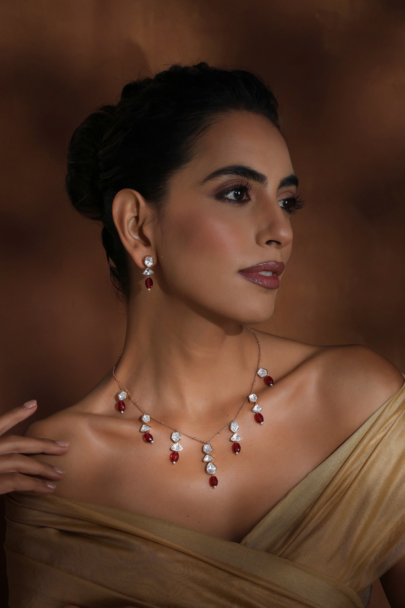 Yahvi Ruby Polki Necklace Set