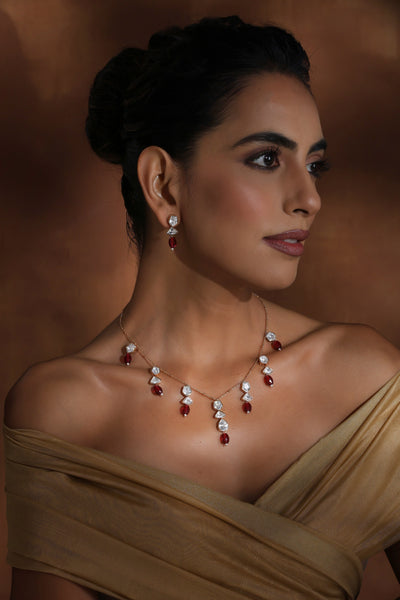 Yahvi Ruby Polki Necklace Set