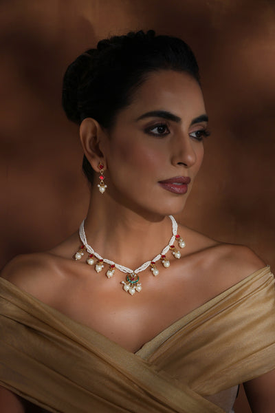 Vasana Multicolour Kundan and Pearl Layered Necklace Set