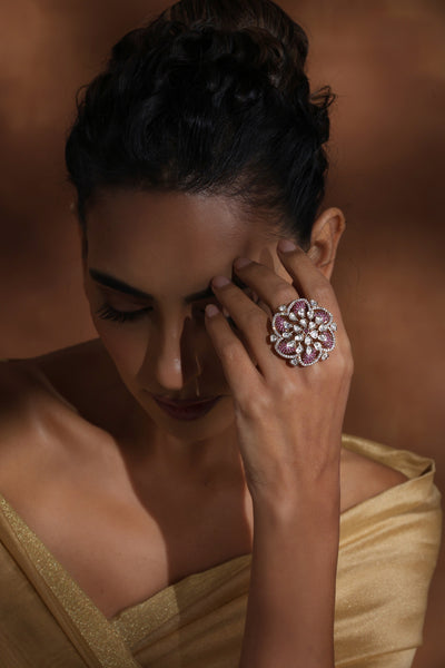 Saumya Magenta Polki Ring