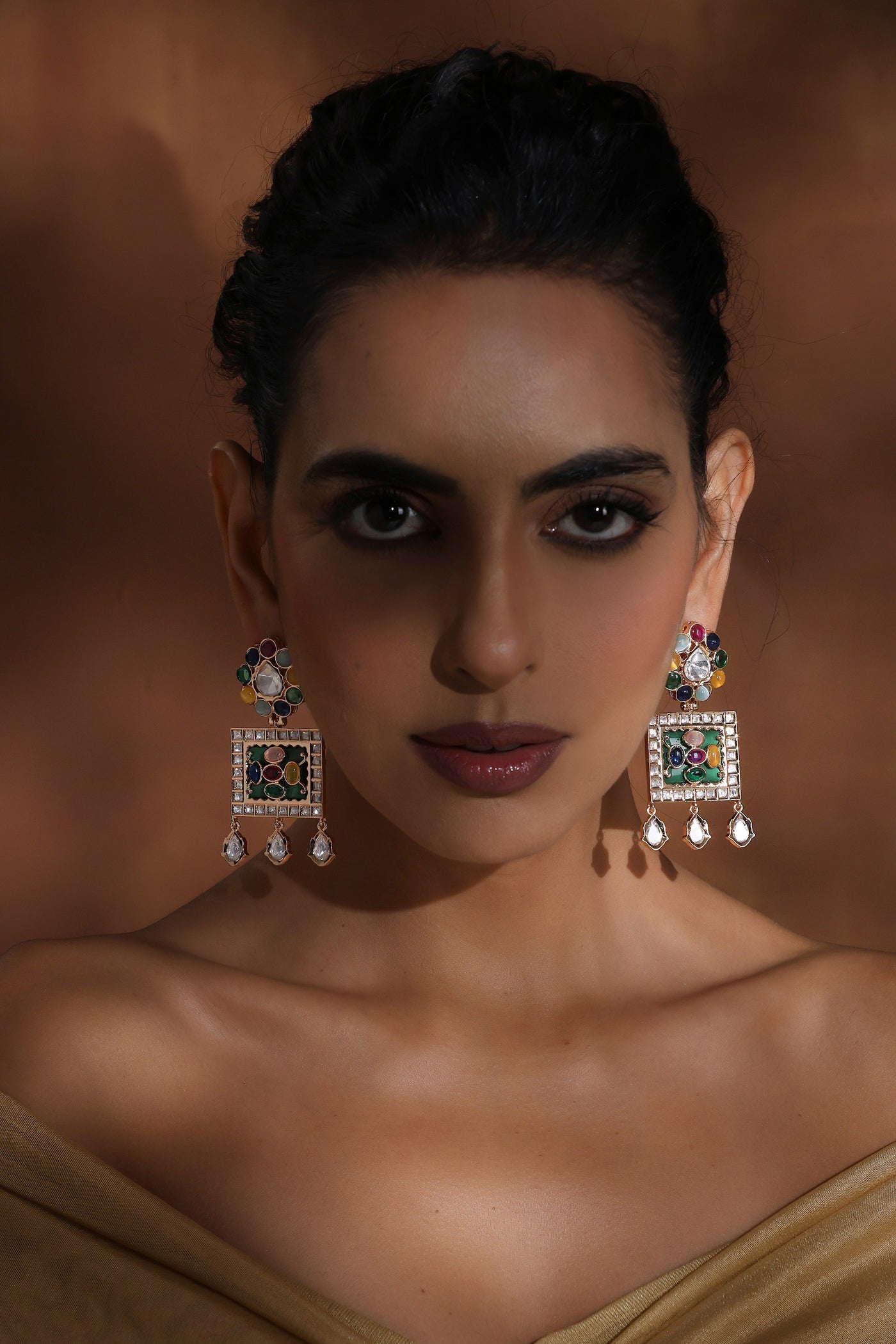 Pihu Multicolour Polki Dangler Earrings